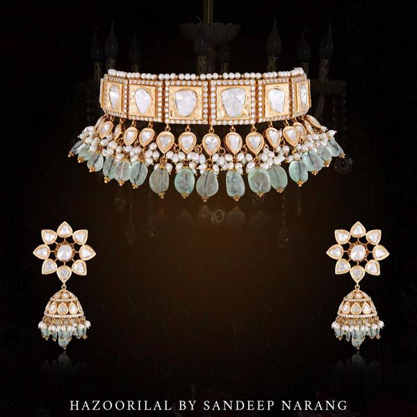 Get a charismatic traditional look with Hazoorilal’s polki jewellery